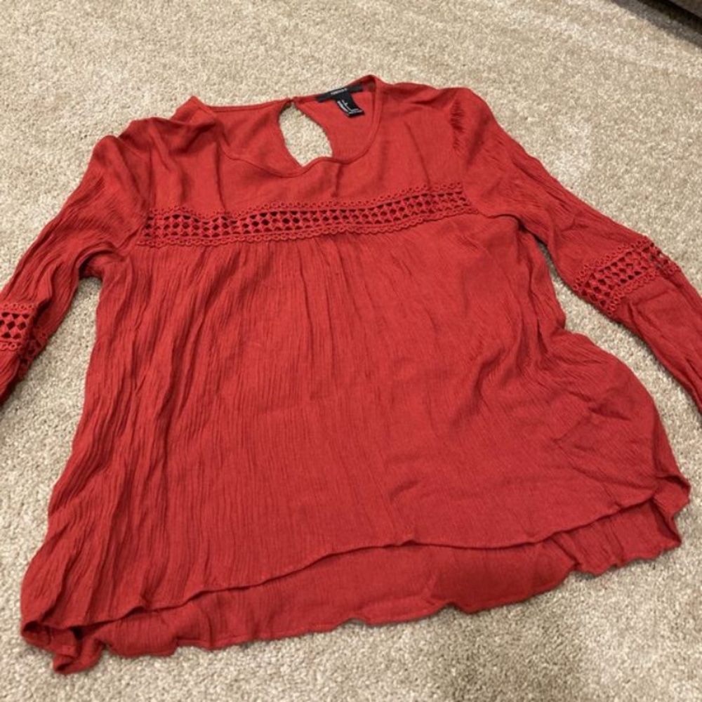 Forever 21- orangey/ red boho shirt/ blouse- small